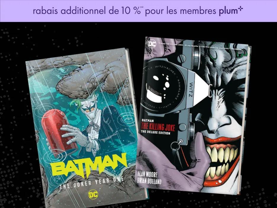 25 % de rabais sur un choix de titres du Joker et de Harley Quinn