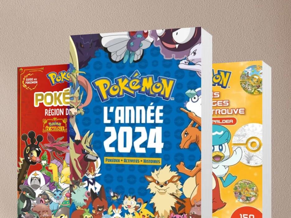 Les livres Pokémon: l'année 2024, Pokémon: pokédex région de Paldea et Pokémon: Activités et coloriages cherche-et-trouve.